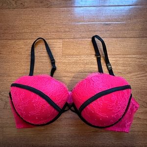 Victoria’s Secret bra hot pink with black accents. Size tag still attached.